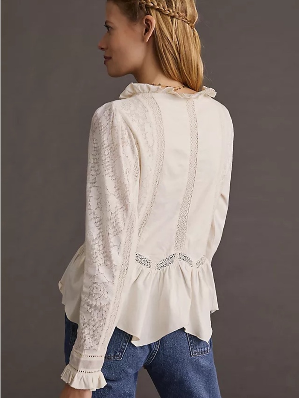 Anthropologie Forever That Girl Embroidered Lace Buttondown Blouse Size Large - Picture 2 of 8